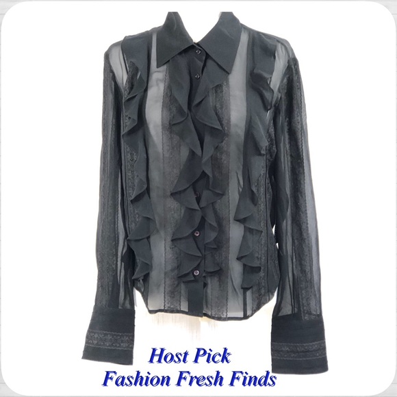 Ideology Tops - NWT Ideology Sheer Ruffle Blouse Top SZ  14